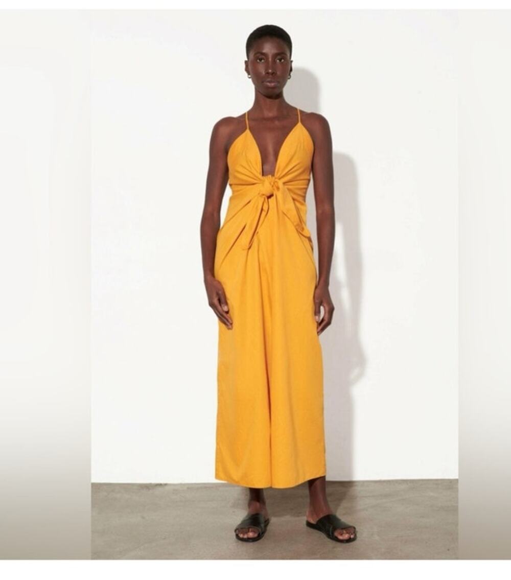 Mara Hoffman Lolita Dress Womens Sz Medium Organic Cotton Saffron Designer Midi